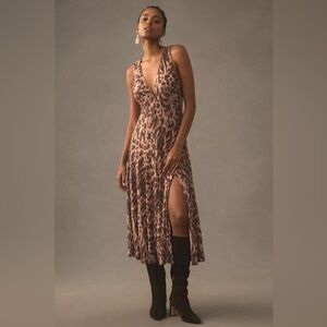 Anthropologie Pilcro Leopard Print Dress in Brown and Tan